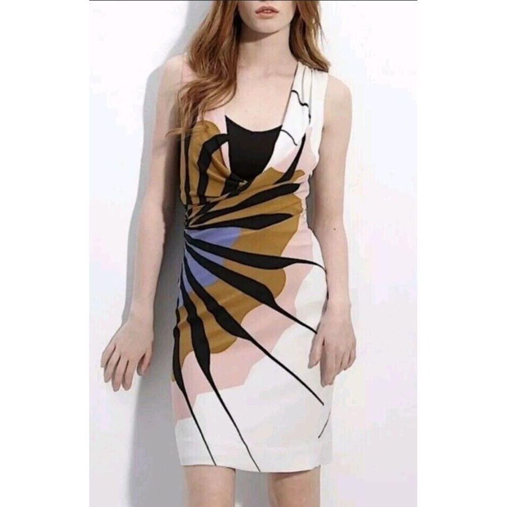 Diane Von Furstenberg DVF Adalvino 100% Silk Ruched Dress Size 10 NWT MSRP‎ $465